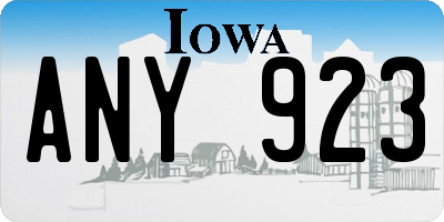 IA license plate ANY923