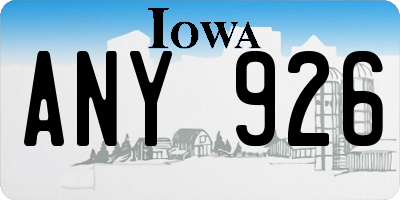 IA license plate ANY926