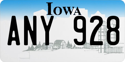 IA license plate ANY928