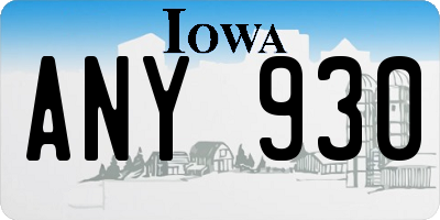 IA license plate ANY930
