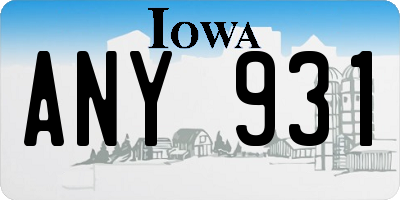 IA license plate ANY931