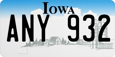 IA license plate ANY932