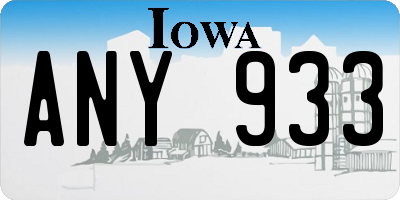 IA license plate ANY933