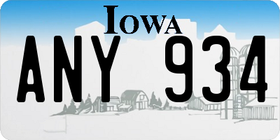 IA license plate ANY934