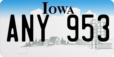 IA license plate ANY953