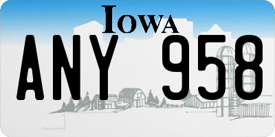 IA license plate ANY958