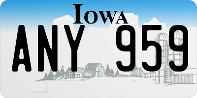 IA license plate ANY959