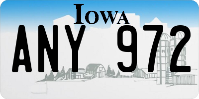 IA license plate ANY972