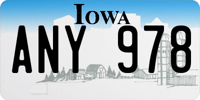 IA license plate ANY978