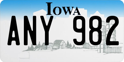 IA license plate ANY982