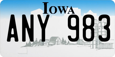 IA license plate ANY983