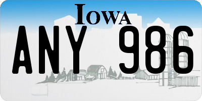 IA license plate ANY986