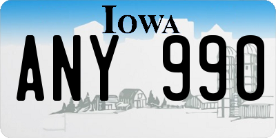 IA license plate ANY990