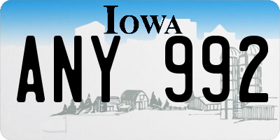 IA license plate ANY992