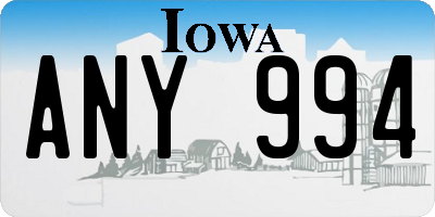 IA license plate ANY994