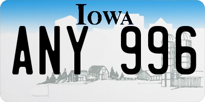 IA license plate ANY996