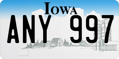 IA license plate ANY997