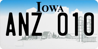 IA license plate ANZ010