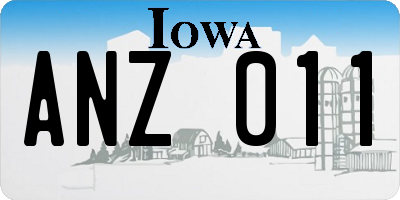 IA license plate ANZ011