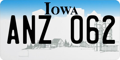 IA license plate ANZ062