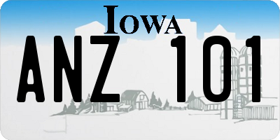 IA license plate ANZ101