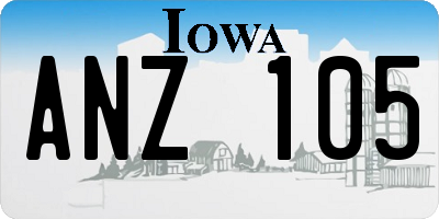 IA license plate ANZ105