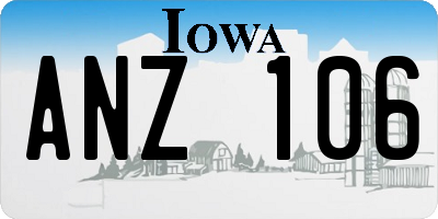 IA license plate ANZ106