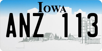 IA license plate ANZ113