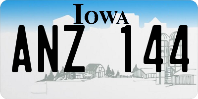 IA license plate ANZ144