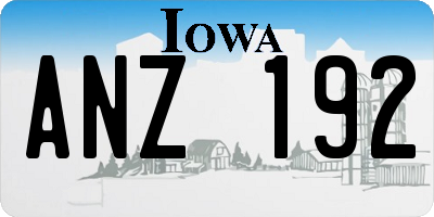 IA license plate ANZ192
