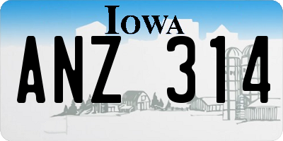 IA license plate ANZ314