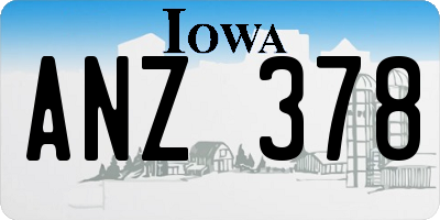 IA license plate ANZ378