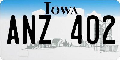 IA license plate ANZ402
