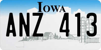 IA license plate ANZ413