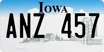 IA license plate ANZ457