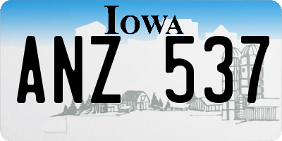 IA license plate ANZ537