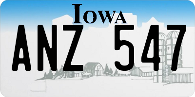 IA license plate ANZ547