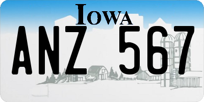 IA license plate ANZ567
