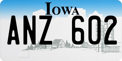 IA license plate ANZ602