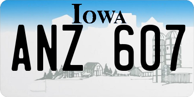 IA license plate ANZ607