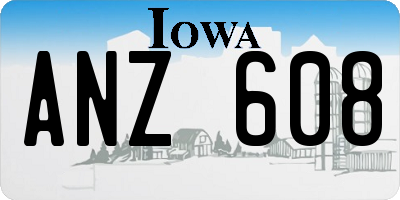 IA license plate ANZ608