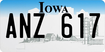 IA license plate ANZ617