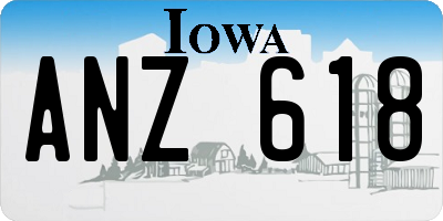 IA license plate ANZ618