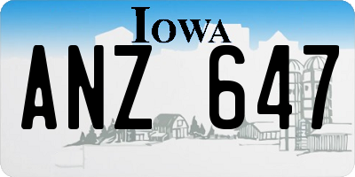 IA license plate ANZ647