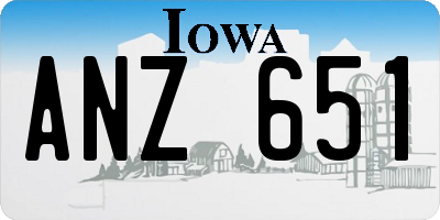 IA license plate ANZ651