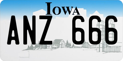 IA license plate ANZ666