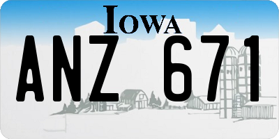 IA license plate ANZ671