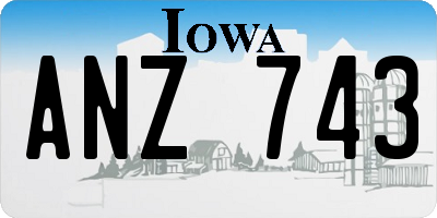 IA license plate ANZ743