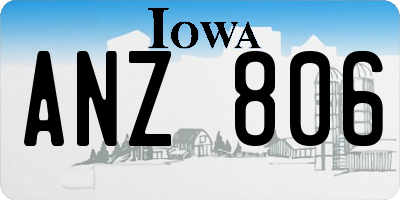 IA license plate ANZ806
