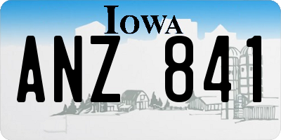 IA license plate ANZ841